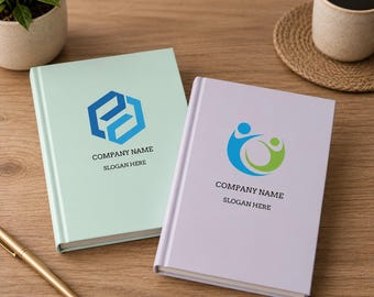 Personalized Company Logo Notebook with Custom Spine, Corporate Gifts for Office Employees, Custom Business Journal Planner, Logo Book