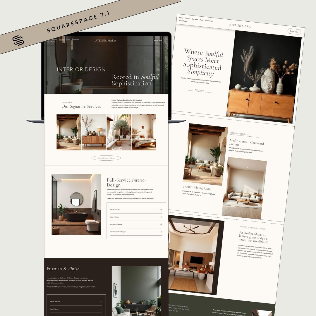 Interior Design Website Template, Squarespace Website Template for ...
