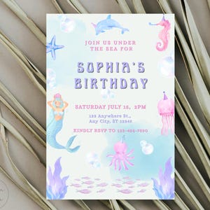 Under the sea birthday invitation, mermaid birthday, shellabration birthday, summer birthday invite, mermaid invite, under the sea invite