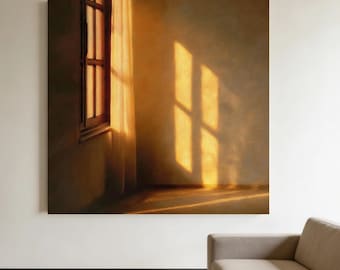 Ombres légères pour fenêtre texturées, décoration murale minimaliste neutre chaude, toile wabi-sabi