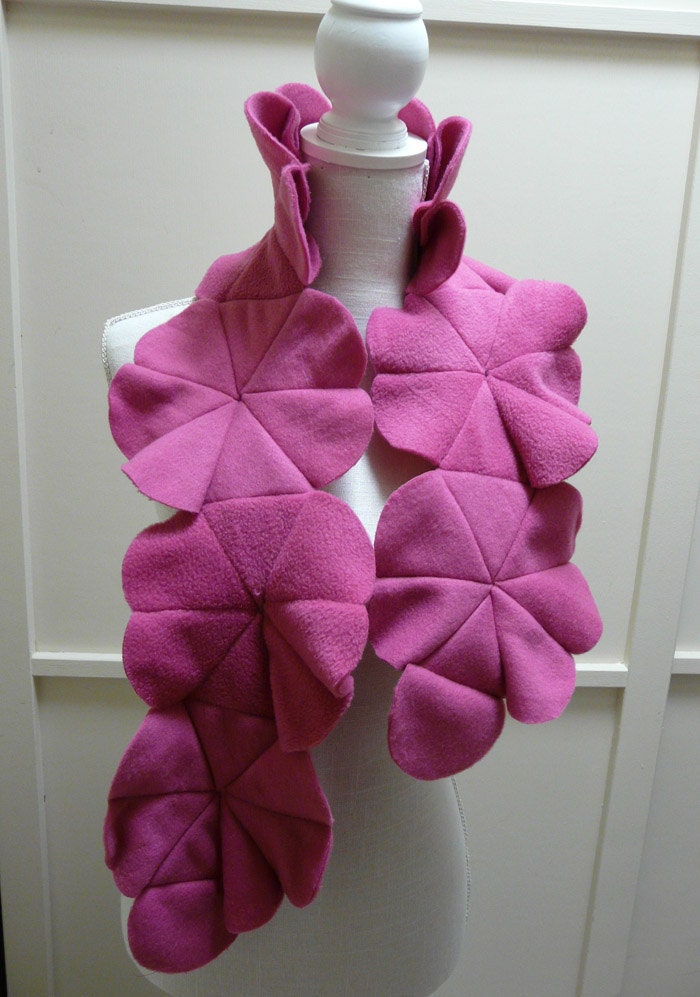Dimensional Fleece Rosette Scarf in Fushia Etsy