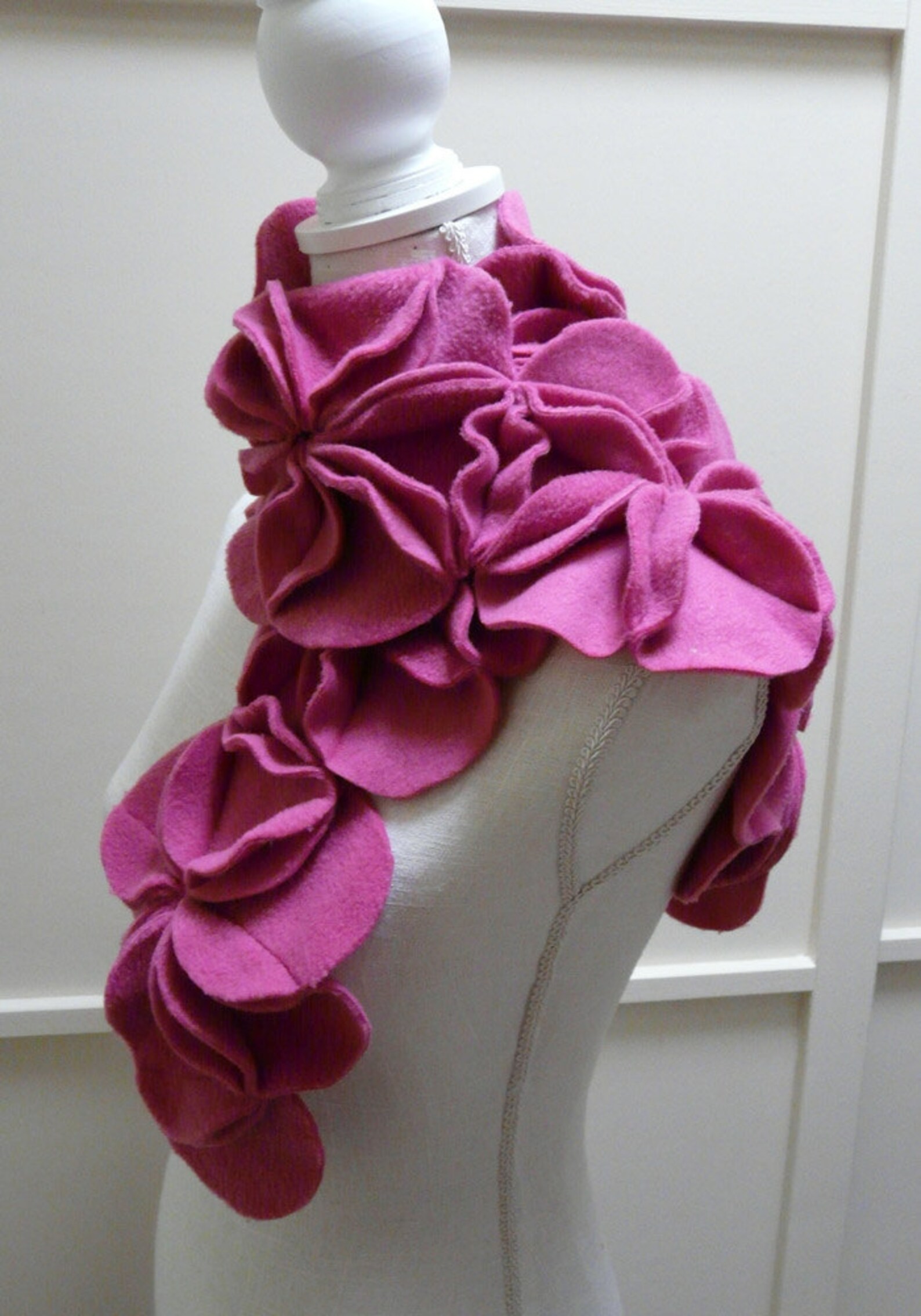 Dimensional Fleece Rosette Scarf in Fushia Etsy