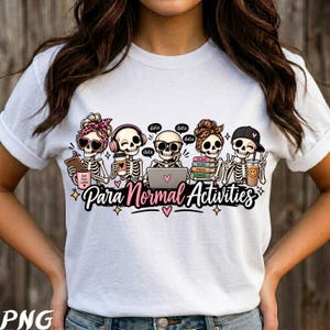 Activités paranormales PNG, Squelette PNG, Design de squelette amusant pour Halloween, Bureau effrayant PNG, T-shirt squelette PNG, Sublimation Halloween