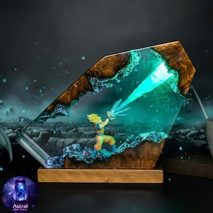 Lámpara LED de resina epoxi estilo anime con figura de acción: luz nocturna genial para gamers, decoración única para tu habitación, regalo épico para fans del anime.