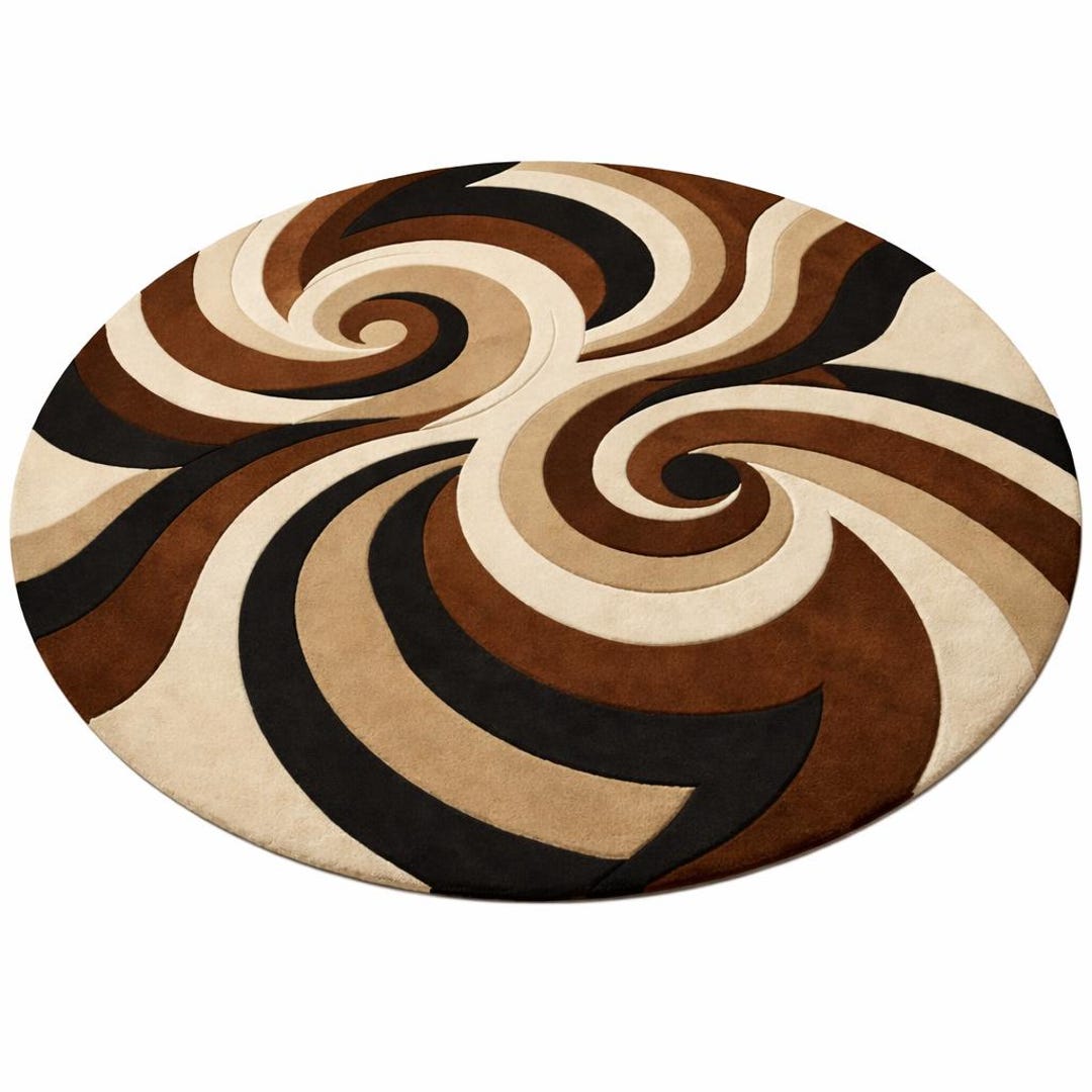 Modern Round Spiral Pattern Hand Tufted Wool Area Rug Carpet Decor ...