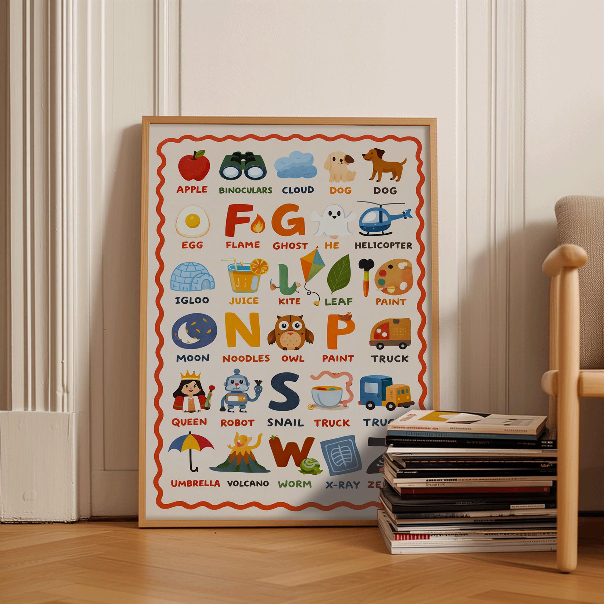ABC Alphabet Learning Poster, Preschool Nursery Wall Print - Etsy