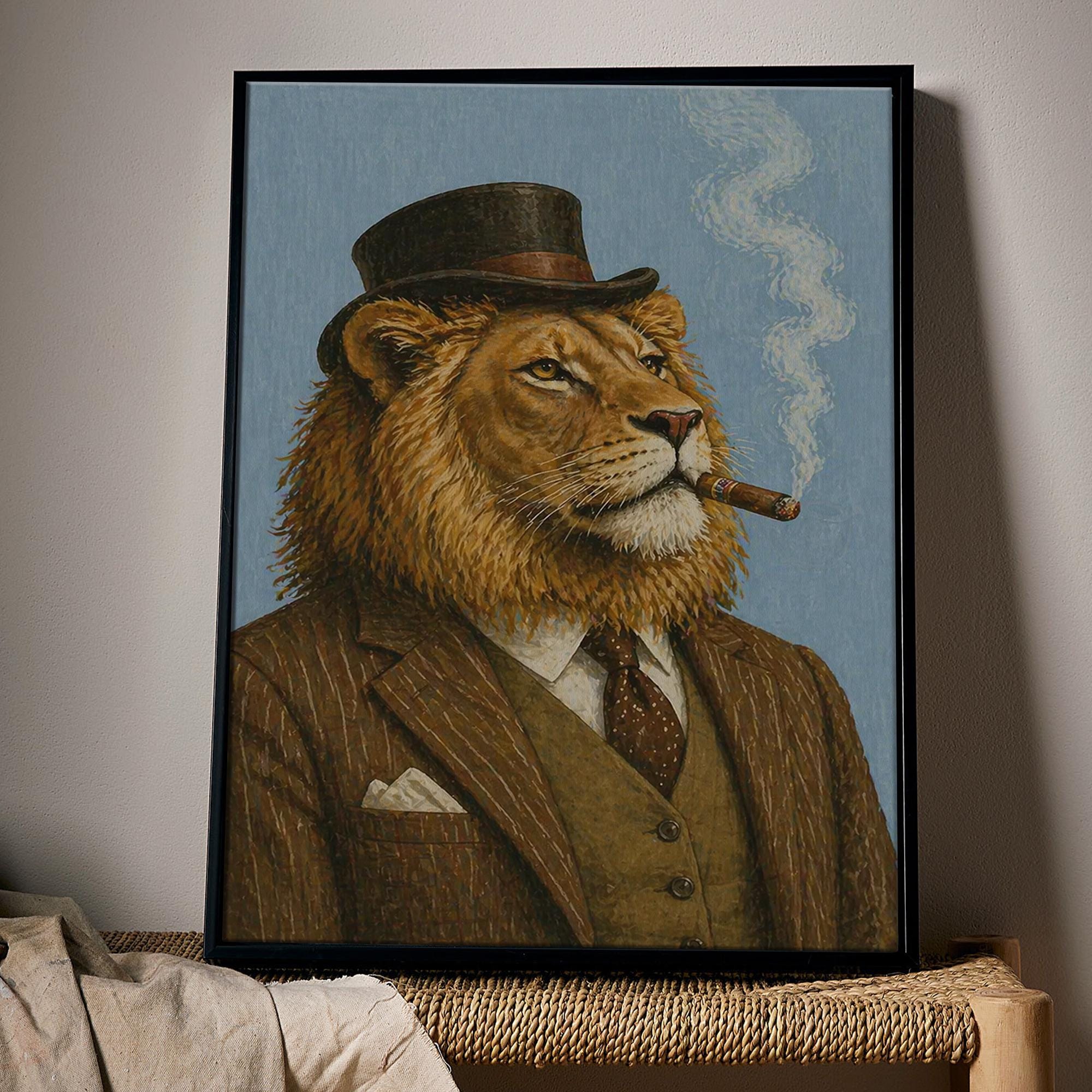 Smoking Lion Print