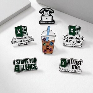Juego de pines esmaltados divertidos para la oficina, soporte técnico de hojas de cálculo de Excel, colección de broches de café de Adobe para compañeros de trabajo, chaquetas, bolsos y regalos