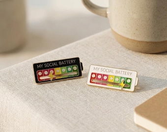 Social Battery Mood Tracker Pin Set,Interactive Mood Tracker Badge, Introvert Anxiety Humor Pin, Cute Lapel Pin Gift for Backpack Jacket