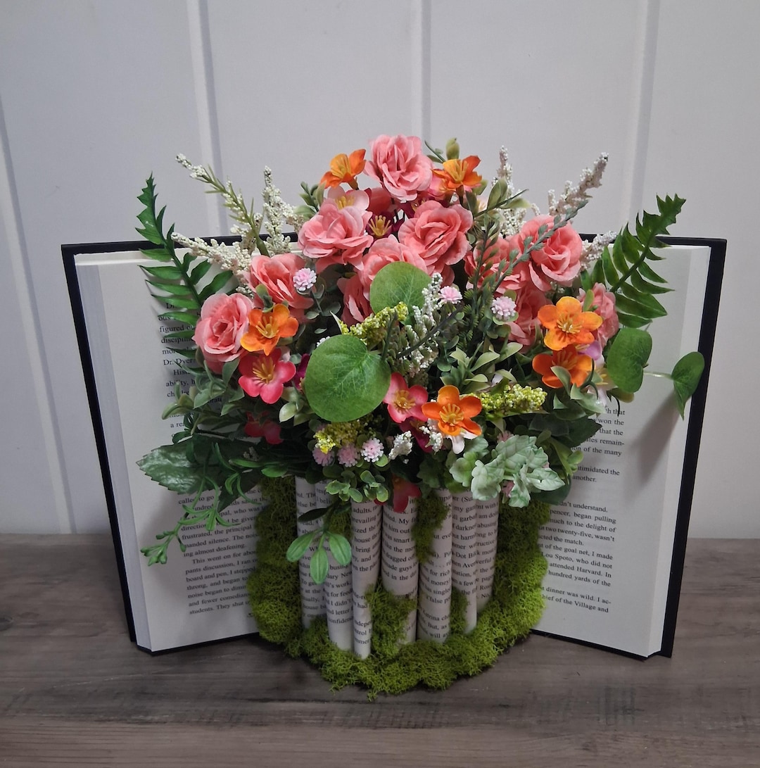 Floral Book Arrangement - Etsy