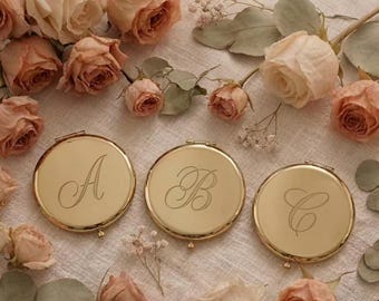 Taschenspiegel mit Gravur, Taschenspiegel Hochzeit, Brautjungfer Geschenk, Taschenspiegel Hochzeit, Taschenspiegel mit Monogramm, Geschenk für Sie