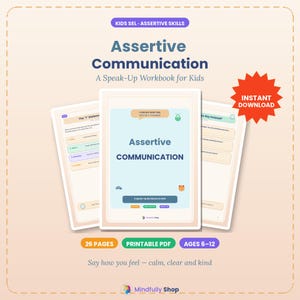 Assertive Communication for Kids I Statements Workbook | Passive Assertive Aggressive | Social Skills SEL Printable | Counselor PDF