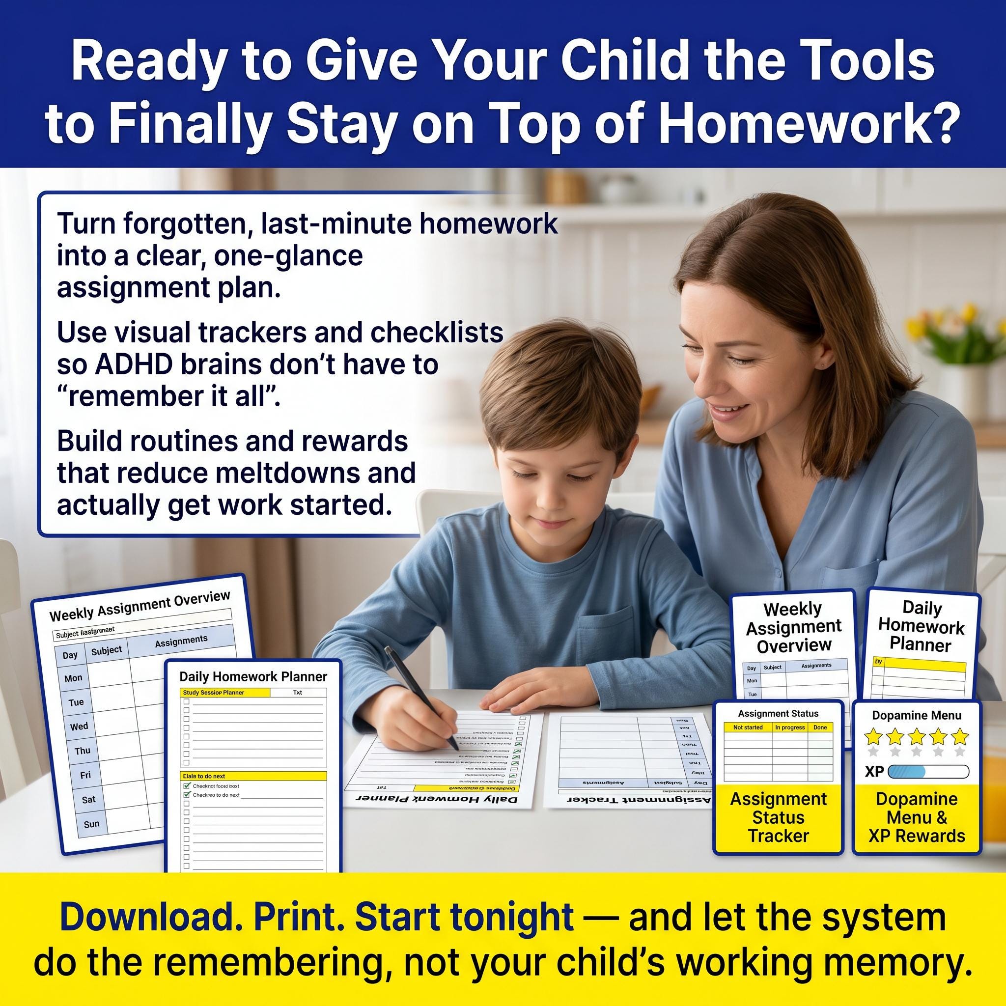 ADHD Student Planner & Homework Tracker | Printable to Do List Digital ...