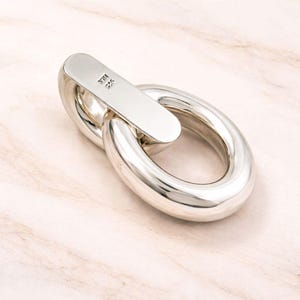 Runt länkhänge i 925 sterlingsilver, modern geometrisk statement-smyckesberlock