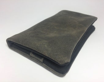Tobacco pouch, Wallet, Mobile Phone pouch "grey leather"