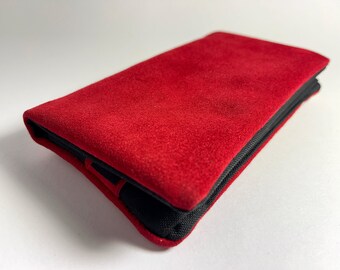 Tobacco pouch, Wallet, Mobile Phone pouch " red suede"