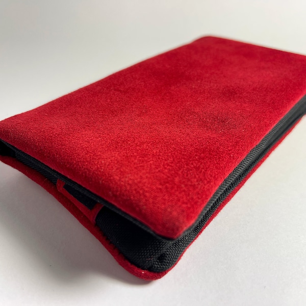 Tobacco pouch, Wallet, Mobile Phone pouch " red suede"