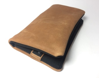 Tobacco pouch, Wallet, Mobile Phone pouch "beige leather"