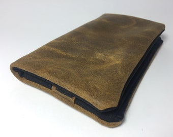 Tobacco pouch, Wallet, Mobile Phone pouch "olive leather"