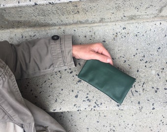 Tobacco pouch, Wallet, Mobile Phone pouch "green leather"