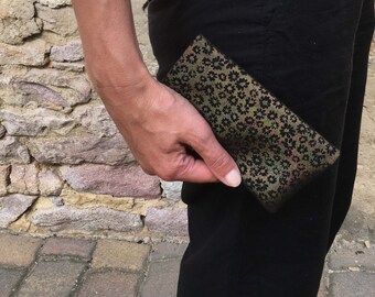 Tobacco pouch, Wallet, Mobile Phone pouch "rainbow flowers suede"