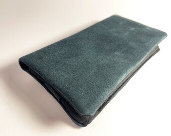 Tobacco bag, purse, cell phone bag "suede grey-blue"