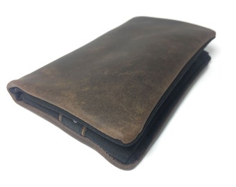 Tobacco pouch, Wallet, Mobile Phone pouch "darkbrown leather"