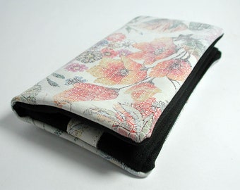 Tobacco pouch, Wallet, Mobile Phone pouch "vintage flowers leather"