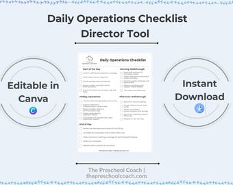 日々の業務チェックリスト、幼稚園ディレクターツール、編集可能なCanvaテンプレート