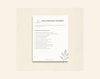 毎日の教室チェックリスト、幼稚園教室チェックリスト、印刷可能な教師チェックリスト、保育の毎日のチェックリスト、編集可能なCanvaテンプレート