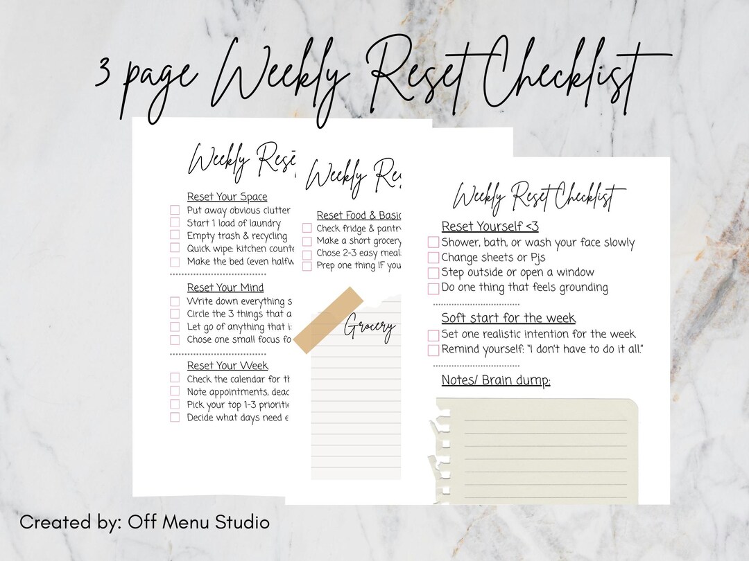 Weekly Reset Checklist Printable | Home Organization, Cleaning Routine ...