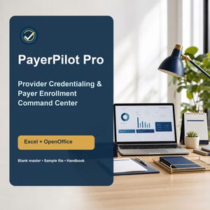 Provider Credentialing Tracker Spreadsheet | Payer Enrollment Dashboard | Medical Practice Admin Template | Excel OpenOffice