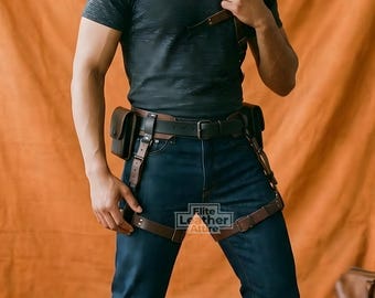 Handgefertigte Leder Oberschenkel Harness - Maßgeschneiderte Taille Gürtel - Clubwear - Groomsmen Geschenk - Individuelle Kleidung - Leder Hosenträger