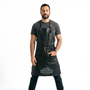 Handmade Real Leather Apron for Men's - Tool Apron with Pockets - Craftsmen - Leather Apron with Neck and Waist Straps
