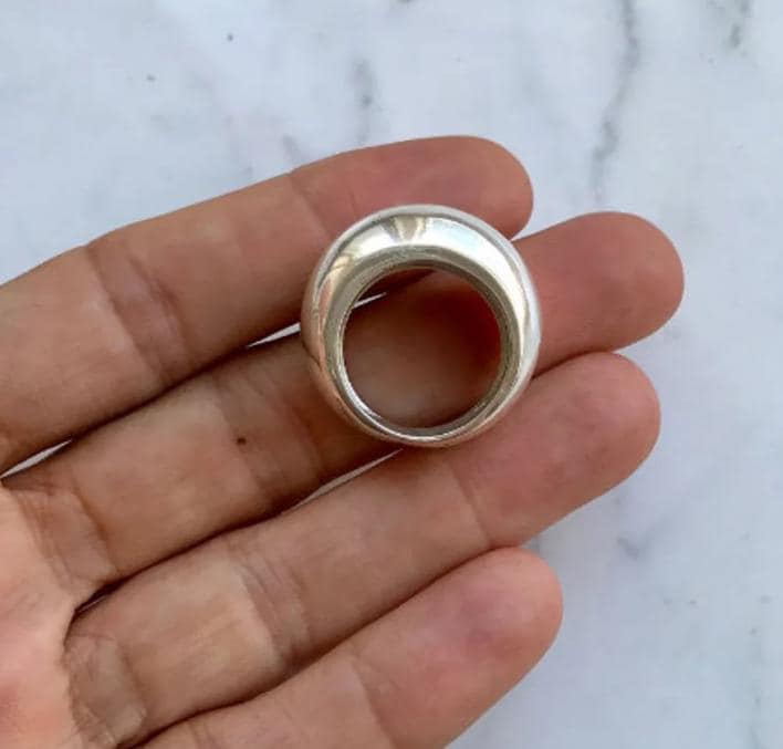 Chunky Sterling Silver Dome Ring – Wide Band Statement Jewelry - Etsy