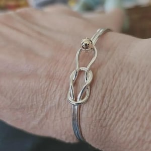 Cape-Cod-Knoten-Armreif, Manschette aus Sterlingsilber und Messing, Armband mit nautischem Liebesknoten