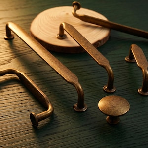 Vintage Cabinet Pulls and Knobs Antique Brass Kitchen Handles Modern Farmhouse Drawer Pulls Dresser Hardware Set