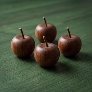 Wood Apple Cabinet Knob, Fruit Drawer Pull Handle, Rustic Wooden Cabinet Hardware, Farmhouse Dresser Knob, Kitchen Cupboard Decor