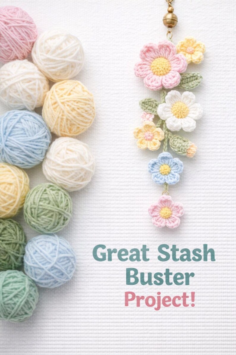 Hanging Crochet Flower Chain Pattern Car Charm Pattern Daisy Rearview ...