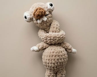 Handgemachtes Sid Faultier Plüschtier - Velvet Yarn Amigurumi - 40 cm Kinderzimmer Dekor