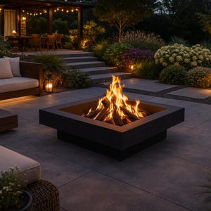 QUADRA Fire Pit 800x800mm (31.5") – Modern Square Garden Fire Pit Plans – CNC Laser / Plasma Build – 14 Gauge Steel