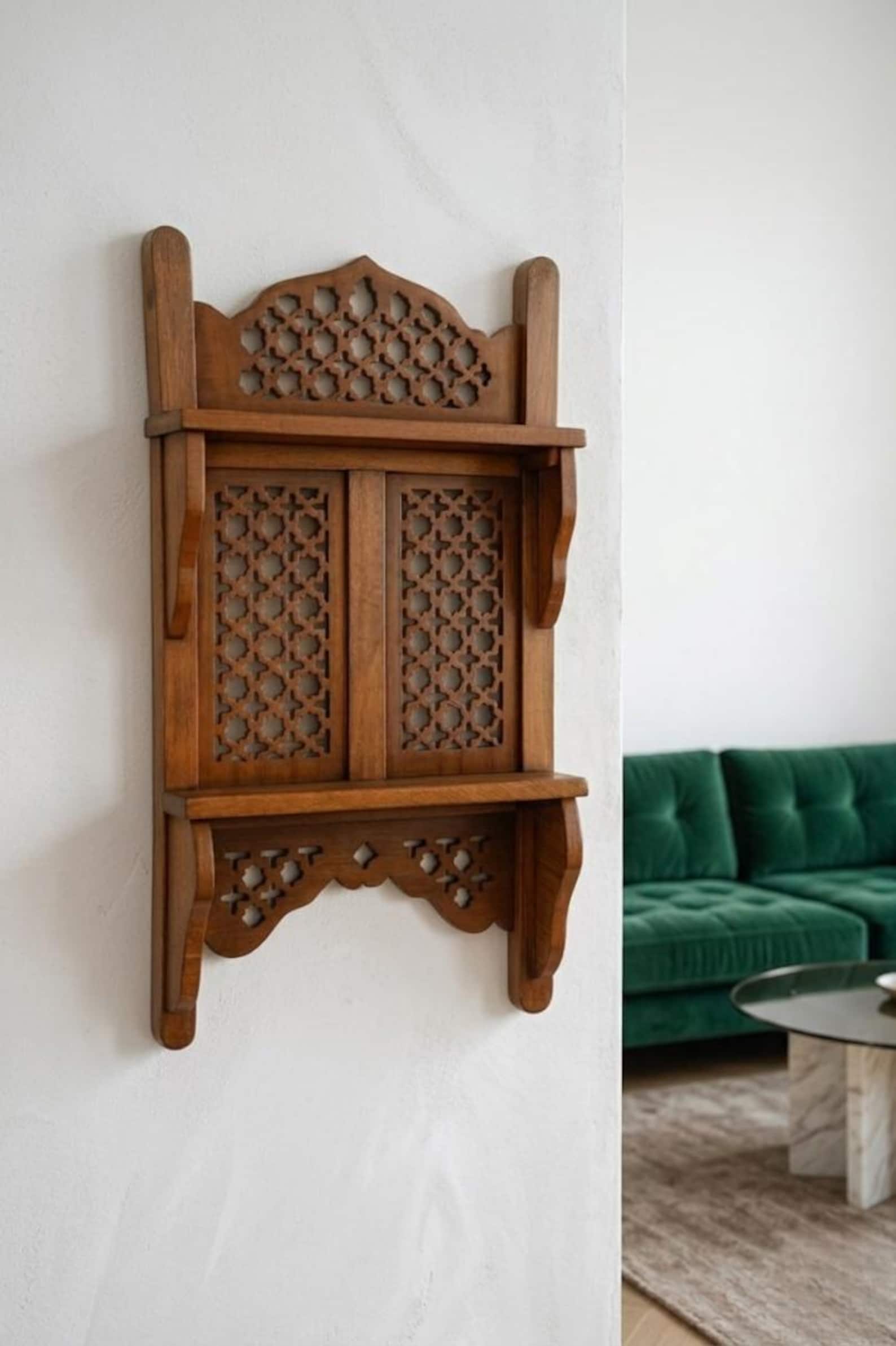 Decorative Wood Wall Display, Hanging Rack, Floating Plant Stand