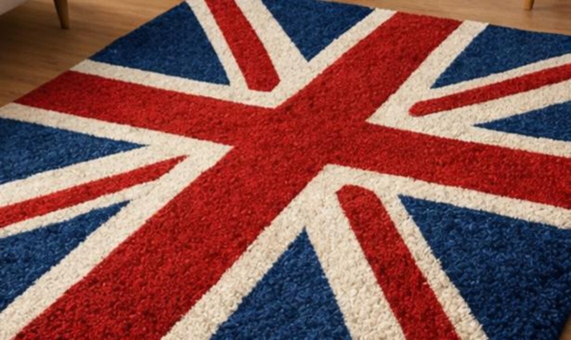 British Rugs Union Jack Rug, British Flag Area Rug, Modern Shaggy Carpet, UK Flag ...