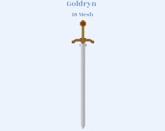 Goldryn | Modèle numérique de broderie PDF | 18 mailles | 3 x 7 pouces