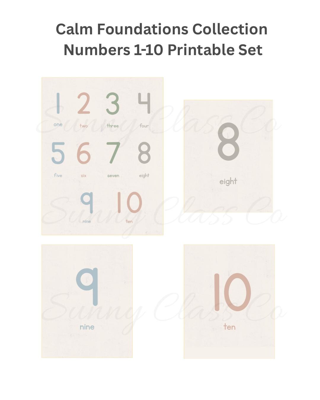 Calm Foundations Number Posters 1-10 | Calm Classroom Decor (digital ...