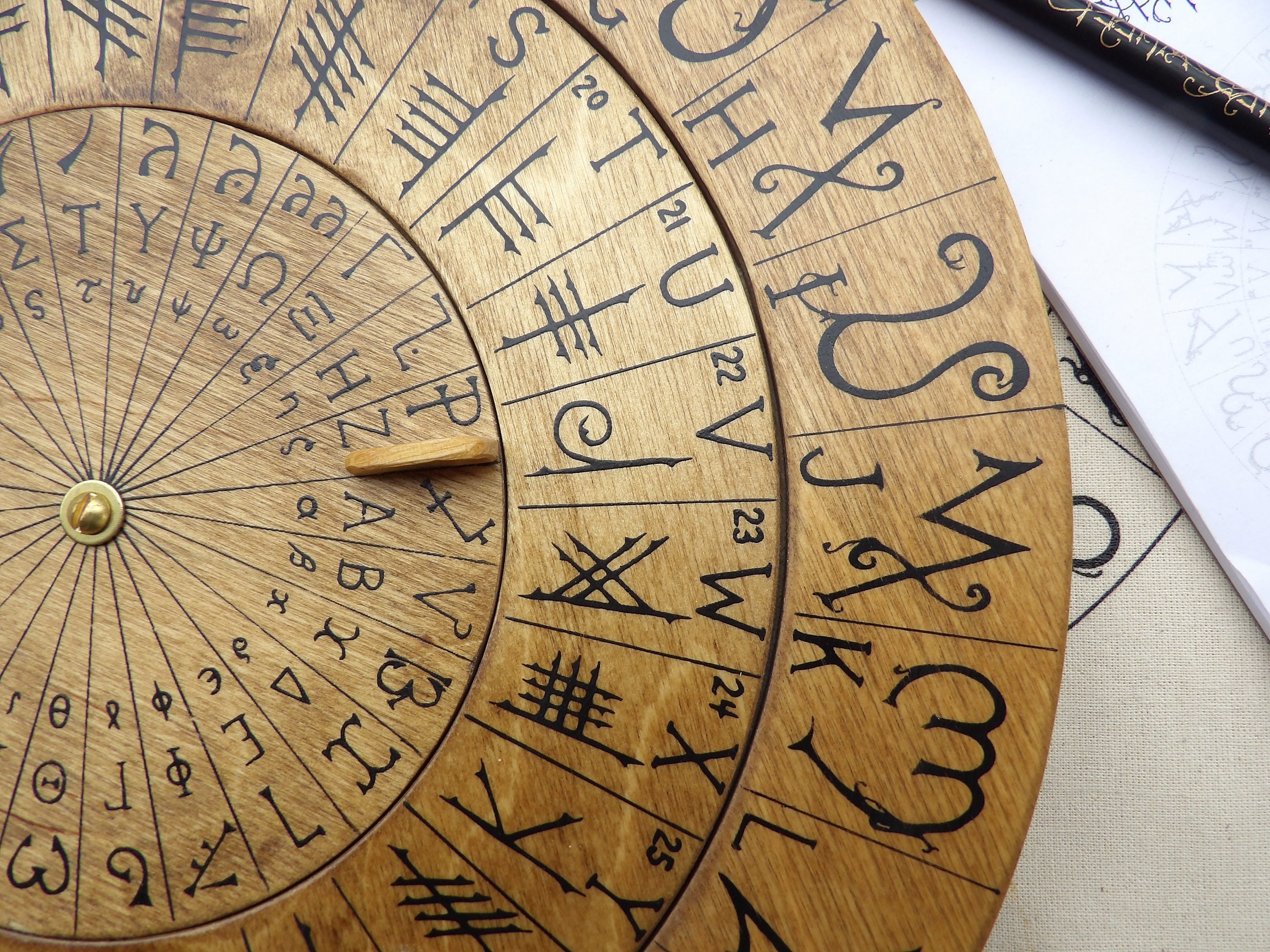 Cypher Wheel Cipher Wheel Theban Ogham Enochian Runes | Etsy