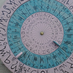 Cypher Wheel Cipher Wheel Wood Theban Ogham Enochian - Etsy