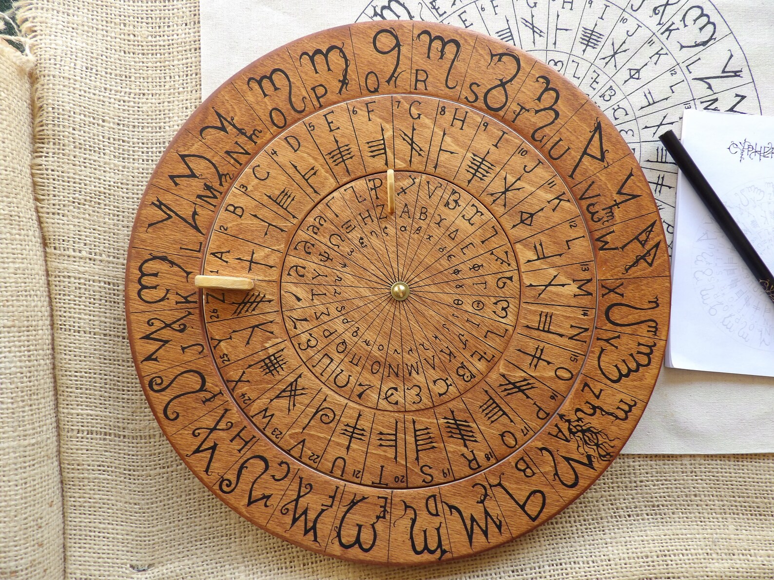 Cypher Wheel Cipher Wheel Theban Ogham Enochian Runes | Etsy