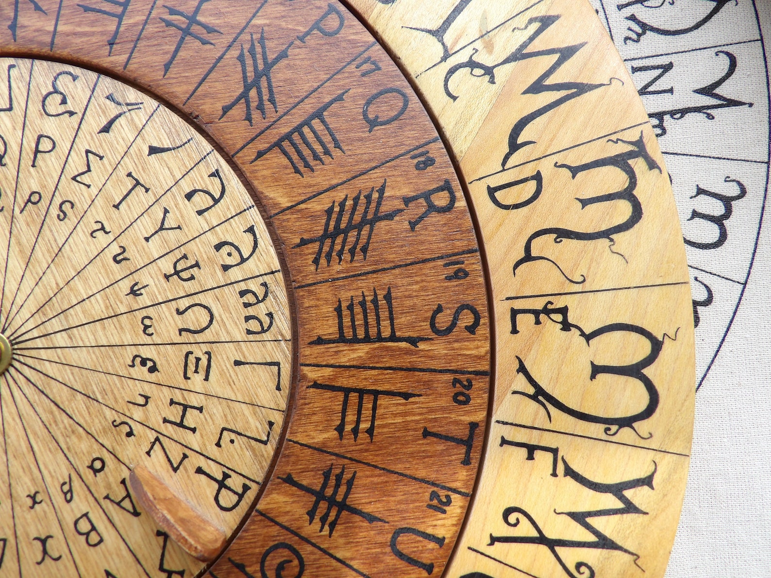 Cypher Wheel Cipher Wheel Wood With Theban Ogham Enochian - Etsy