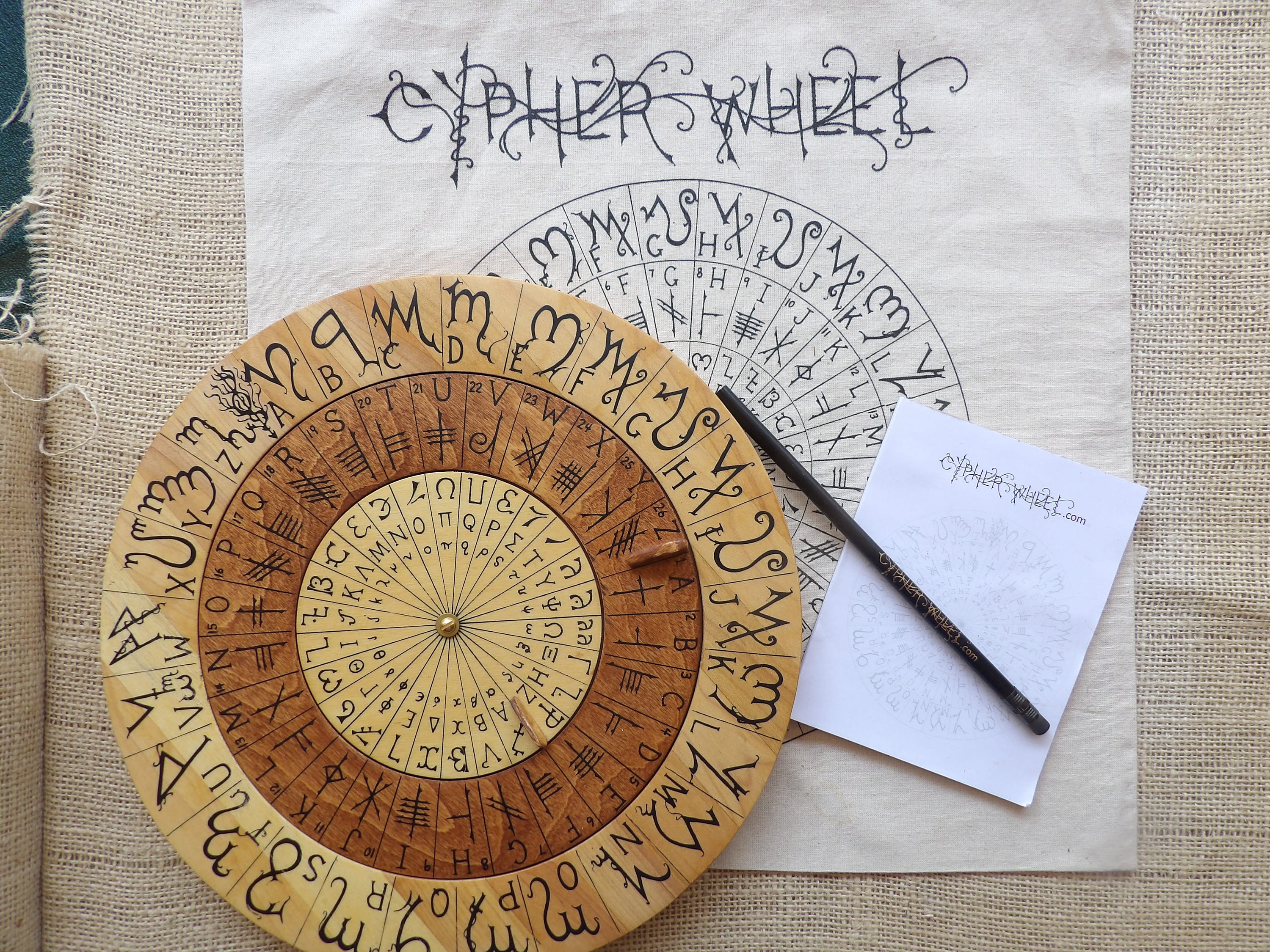 Cypher Wheel Cipher Wheel Wood with Theban Ogham Enochian | Etsy